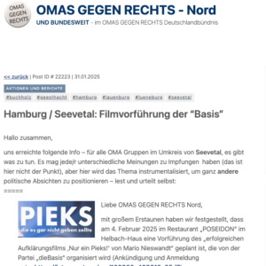 STOPP! Gegen „Hass und Hetze“ und gegen das „Rechts-Framing“ durch die „Omas gegen rechts“