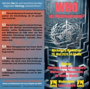 25.05.2024: Demo in Bückeburg gegen die neuen Regeln der Weltgesundheitsorganisation (WHO)