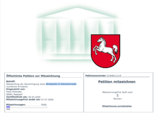 Aktuelle Petition gegen Windpark im Eleonorenwald – Zweifel an ordnungsgemäßen Genehmigungsverfahren