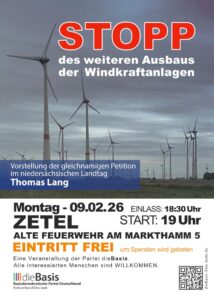 Vortrag: Stopp des weiteren Ausbaus der Windkraftanlagen